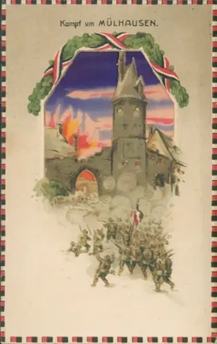 Halt gegen das Licht Ak Mulhouse Mülhausen Elsass Haut Rhin, Kampf um die Stadt, 1. WK