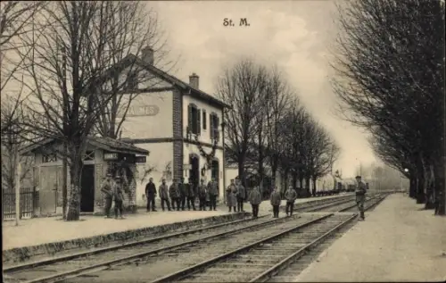Ak Saint-Masmes Marne, Bahnhof
