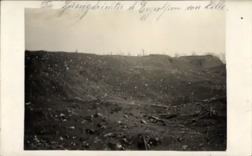 Foto Ak Lille Nord, Sprengtrichter der Explosion, 1. WK