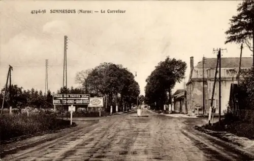 Ak Sommesous Marne, Blick auf die Kreuzung