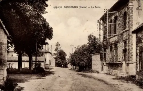 Ak Sommesous Marne, Post, Straßenansicht