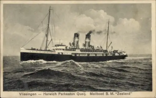 Ak Mailboot SMZ Zeeland, Vlissingen-Folkestone, Fährschiff