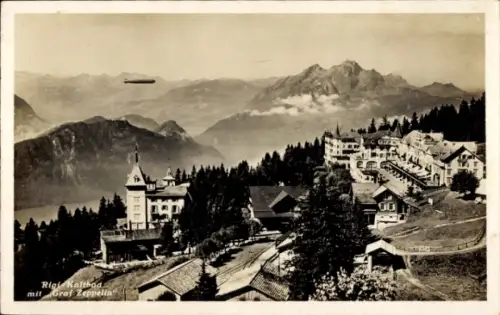 Ak Rigi Kaltbad Kanton Luzern, Gesamtansicht, Graf Zeppelin, Luftschiff