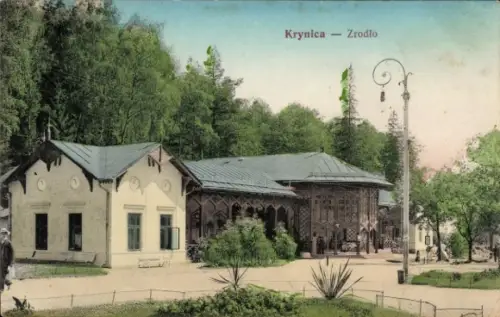 Ak Krynica Zdrój Polen, Trinkhalle, Quelle