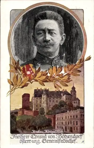 Ak Kraków Krakau Polen, Franz Conrad von Hötzendorf, Königsschloss