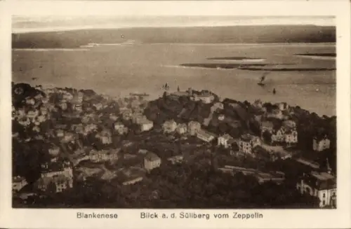 Ak Hamburg Altona Blankenese, Süllberg, Fliegeraufnahme vom Zeppelin aus