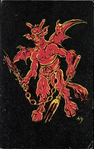 Ak Krampus, Teufel, Dreizack