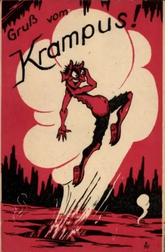 Künstler Ak Gruß vom Krampus