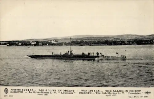 Ak Bizerte Tunesien, Französisches U Boot, Lavoisier, I WK