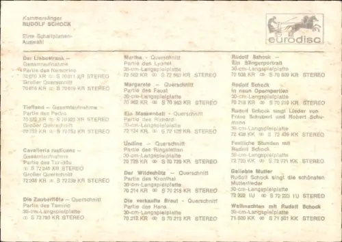 Autogrammkarte Opernsänger Rudolf Schock, Portrait, Autogramm