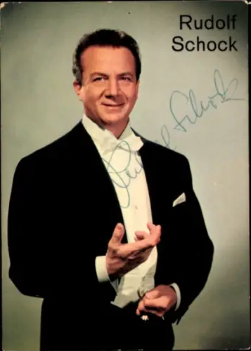 Autogrammkarte Opernsänger Rudolf Schock, Portrait, Autogramm