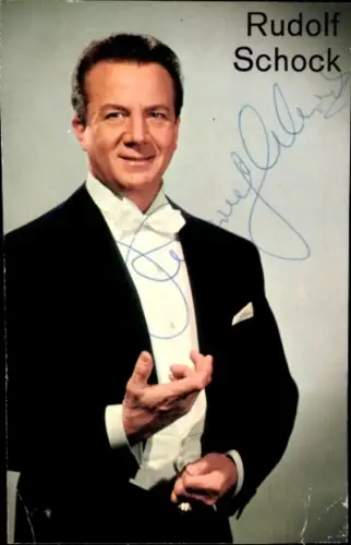 Autogrammkarte Opernsänger Rudolf Schock, Portrait, Autogramm