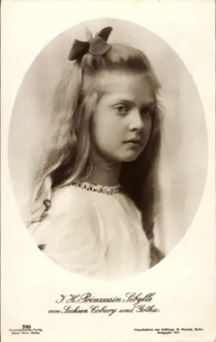 Ak Prinzessin Sibylle von Sachsen Coburg Gotha, Portrait