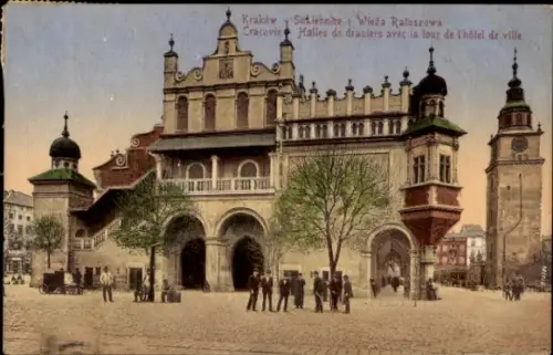 Ak Kraków Krakau Polen, Tuchhalle und Rathausturm