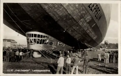 Ak Luftschiff LZ 127 Graf Zeppelin, Landungsmanöver