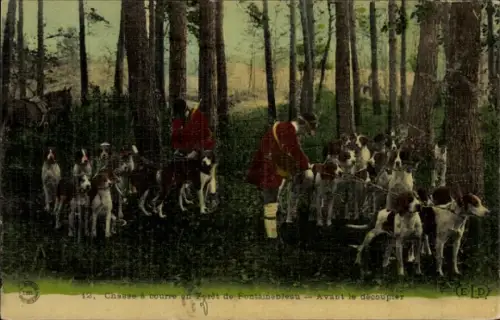 CPA Chasse à courre en Forêt de Fontainebleau, Avant le découpler