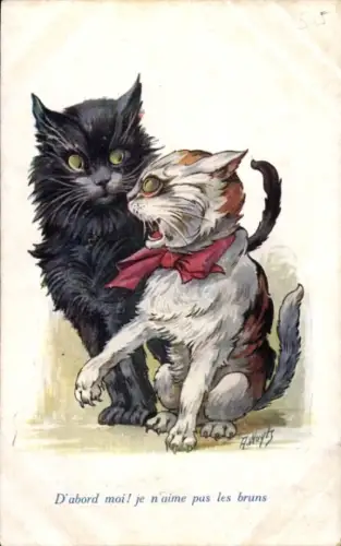 Künstler Ak Wuyts, A., D'abord moi, je n'aime pas les bruns, Katze und Kater