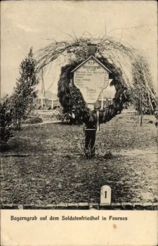 Ak Fournès Gard, Bayerngrab auf dem Soldatenfriedhof