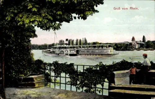 Ak Rüdesheim am Rhein, Dampfer