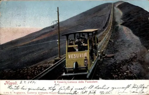 Ak Napoli Neapel Campania, Carozza della funicolare del Vesuvio