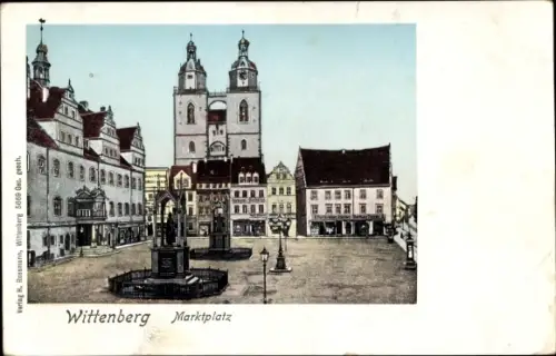 Leuchtfenster Ak Lutherstadt Wittenberg, Marktplatz