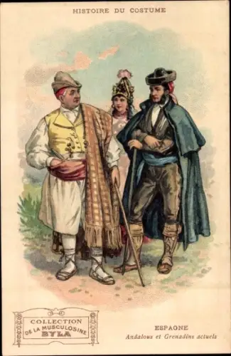 Ak Histoire du Costume, Espagne, Andalous et Grenadins actuels, Reklame, Musculosine Byla