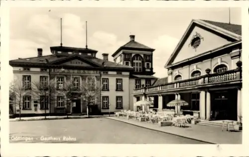 Ak Göttingen in Niedersachsen, Seitenblick auf das Gasthaus Rohns, Terrassenpartie