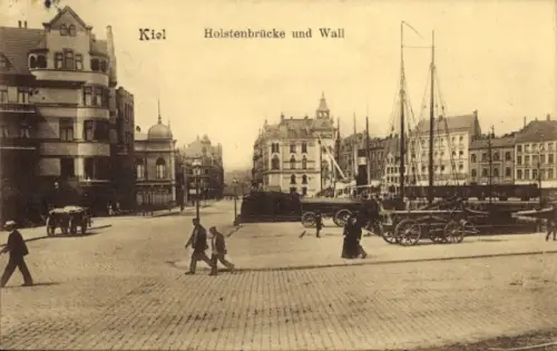 Ak Kiel, Holstenbrücke und Wall