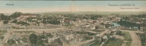 Klapp Ak Rethel Ardennes, Panorama, Kriegszerstörung I. WK