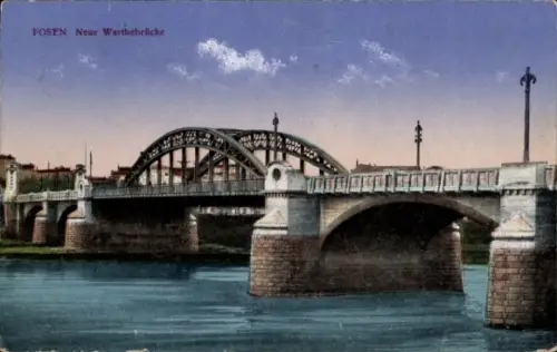Ak Poznań Posen, Neue Warthebrücke