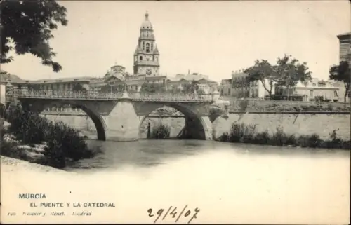 Ak Murcia Stadt Spanien, El Puente y la Catedral