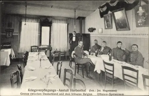 Ak Herbesthal Lontzen Wallonien Lüttich, Kriegsverpflegungs Anstalt, Offiziers Speiseraum