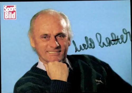 Autogrammkarte Trainer Udo Lattek, Bayern München, Portrait, Autogramm