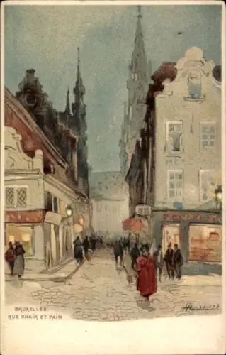 Künstler Litho Cassiers, H., Brüssel, Rue Chair et Pain