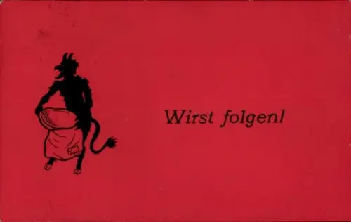 Ak Wirst folgen! Krampus mit Sack