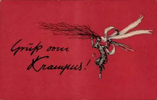 Ak Gruß vom Krampus, Rute