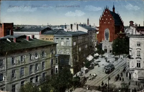 Ak Kraków Krakau Polen, Plac Dominikanski