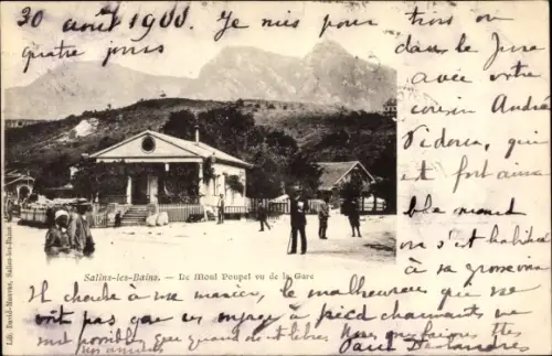 Ak Salins les Bains Jura, Le Mont Poupet vu de la Gare