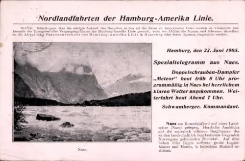 Ak Naes Norwegen, Nordlandfahrten der HAPAG