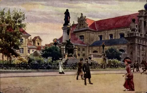 Künstler Ak Sawiczewski, S., Warszawa Warschau Polen, Mickiewicz Denkmal