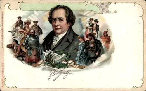 Litho Schriftsteller J. W. von Goethe, 150jährige Geburtsfeier