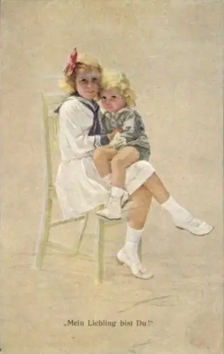 Künstler Ak Jobst, Mein Liebling bist Du, zwei blonde Mädchen