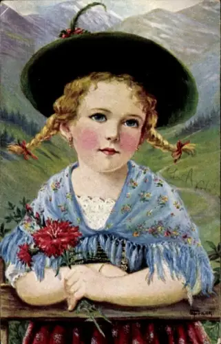 Künstler Ak Mei Dirnd'l, Mädchen in bayerischer Tracht, Portrait