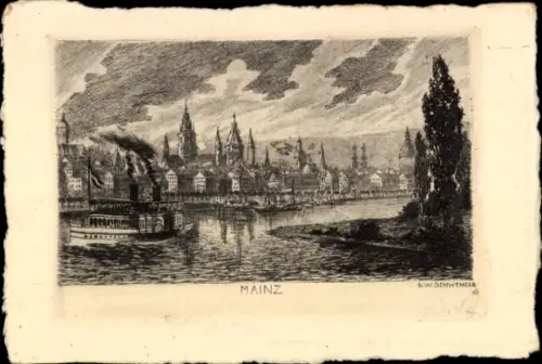 Ak Mainz am Rhein, Teilansicht, Schiff