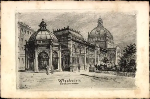 Künstler Ak Liebig, Wiesbaden in Hessen, Kochbrunnen