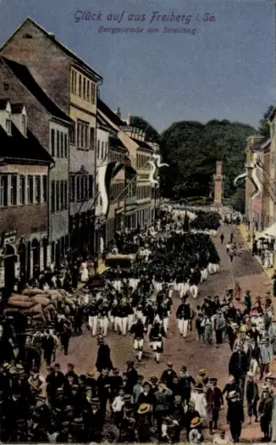 Ak Freiberg in Sachsen, Bergparade am Streittag