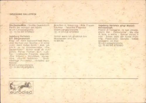 Autogrammkarte Opernsängerin Ingeborg Hallstein, Portrait, Autogramm