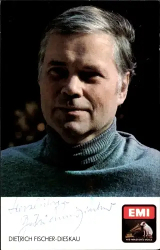 Autogrammkarte Opernsänger Dietrich Fischer Dieskau, Portrait, Autogramm
