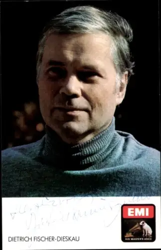 Autogrammkarte Opernsänger Dietrich Fischer Dieskau, Portrait, Autogramm