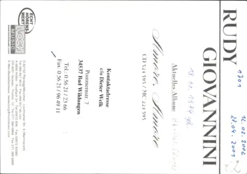 Autogrammkarte Opernsänger Rudy Giovannini, Portrait, Autogramm